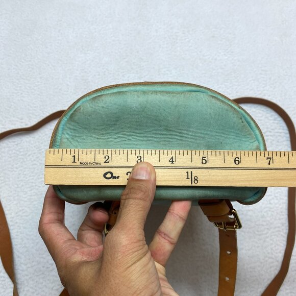 VINTAGE Burrow Leather Portland Oregon Mini Backpack Green Tan Barrel - Picture 4 of 12